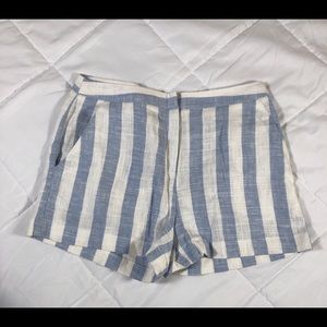 Forever 21 White/Blue Striped, Linen Shorts XS